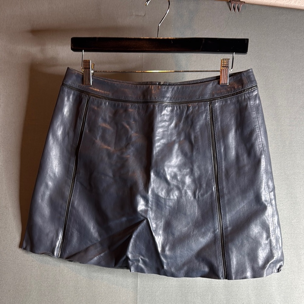 Black Faux Leather A-Line Mini Skirt